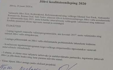 Foto koalitsioonilepingu dokumendist